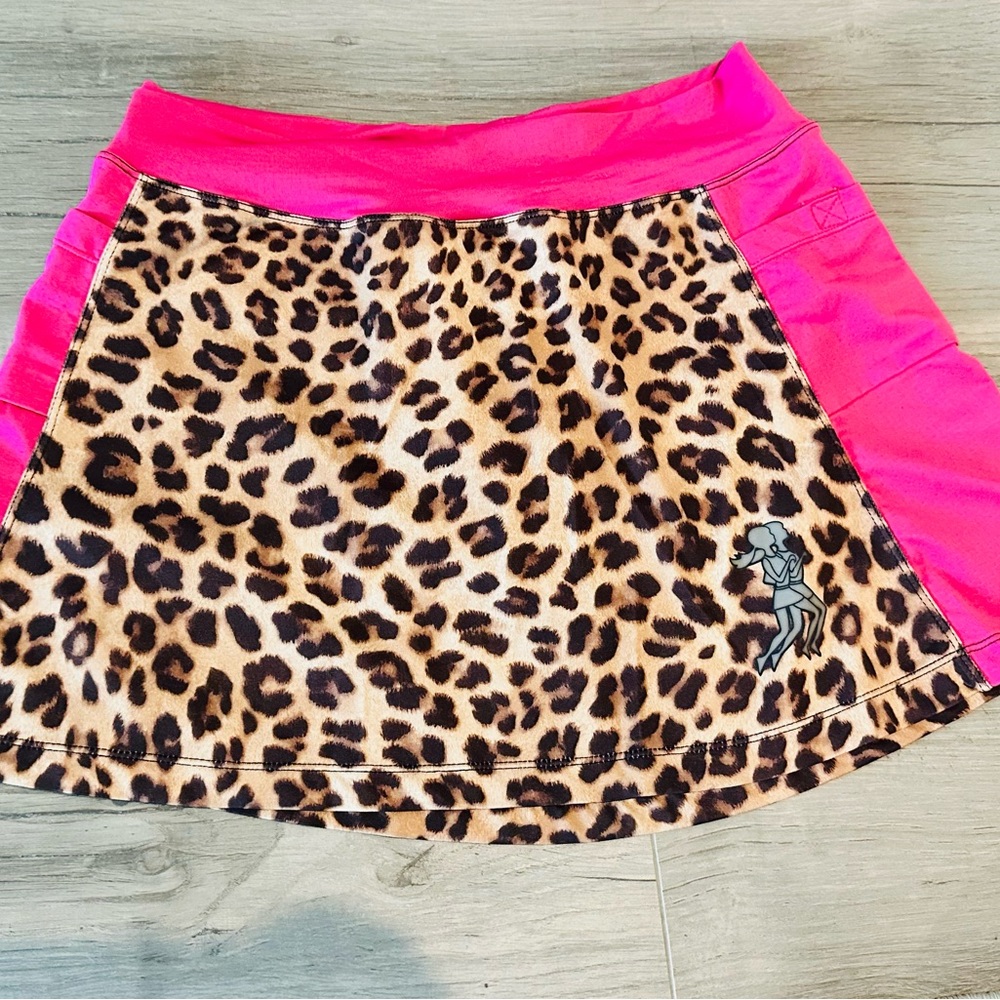 Running Skirts Pink Leopard Brief Style Size 3/Medium Golf Tennis Pickle Skirt